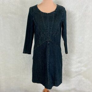 Prairie Underground Long Sleeve Patchwork Denim Sheath Dress M